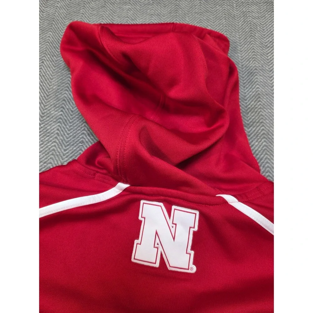 Adidas Nebraska Cornhuskers Hoodie Red Mens Small NCAA Script Logo Sweatshirt
